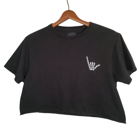 Call Your Mother Cropped Shirt Medium Skeleton Surfer Have A Nice Day Everyone - Picture 3 of 11